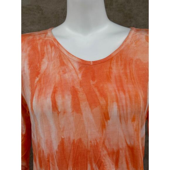 Soft Surroundings Top Womens Medium Orange Ombre Tunic Knit Modal Beachy Boho - Picture 2 of 10